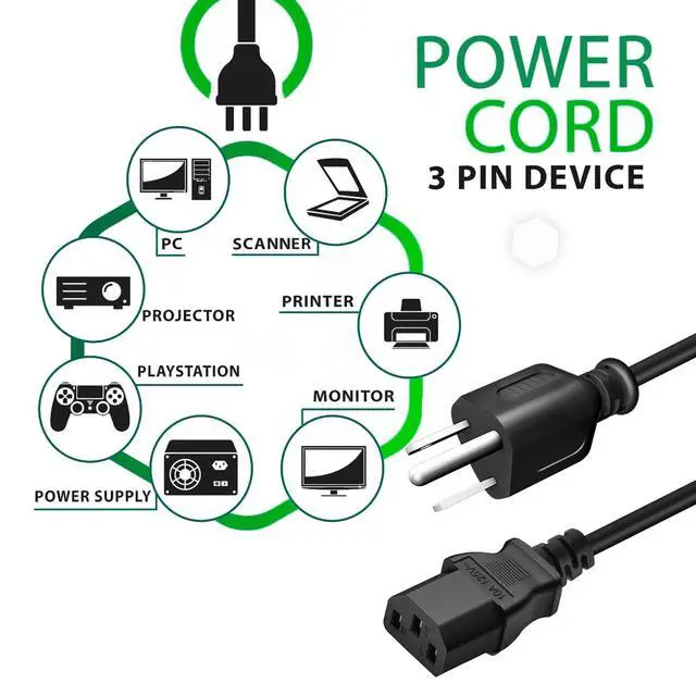 Alt view image 5 of 5 - 5ft AC Power Cord Cable Plug Compatible with HP LaserJet M110we Wireless Printer US