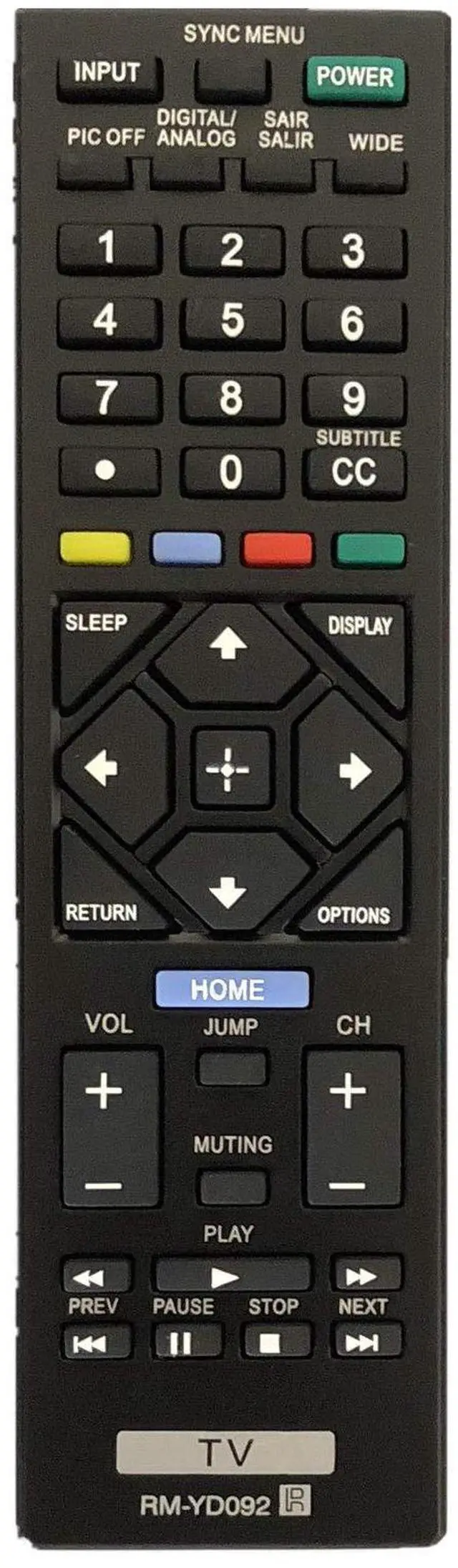 Main image of Remote Control RM-YD092 for Sony KDL-32L4000 KDL-37L4000 KDL-40S4100 | KDL-52S4100 KDL-46S4100 KDL-55HX855 Bravia TV Replacement