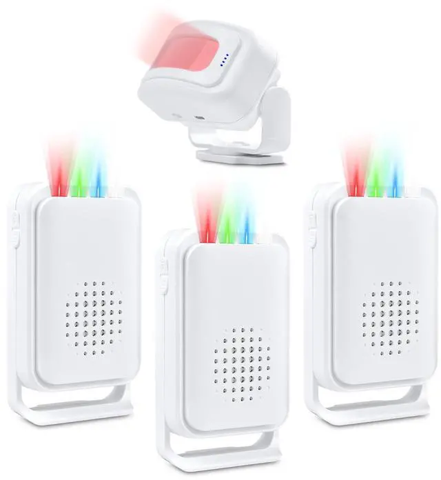 Main image of Wireless Welcome Doorbell, Wireless Alarm, Motion Sensor Alarm, Multiple Sounds Available, 280 Meters Transmission, 40mm Loud Speaker3 receivers1 Sensor