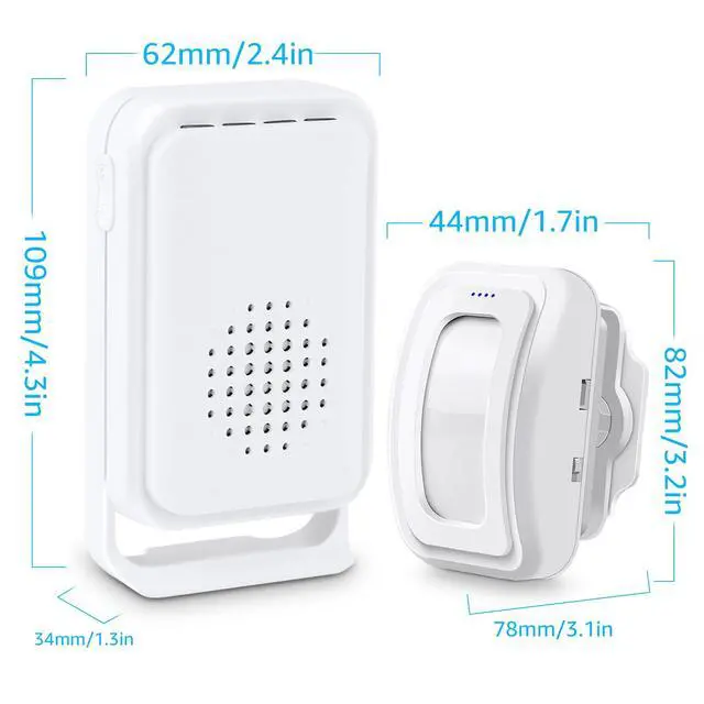 Alt view image 7 of 7 - Wireless Welcome Doorbell, Wireless Alarm, Motion Sensor Alarm, Multiple Sounds Available, 280 Meters Transmission, 40mm Loud Speaker3 receivers1 Sensor
