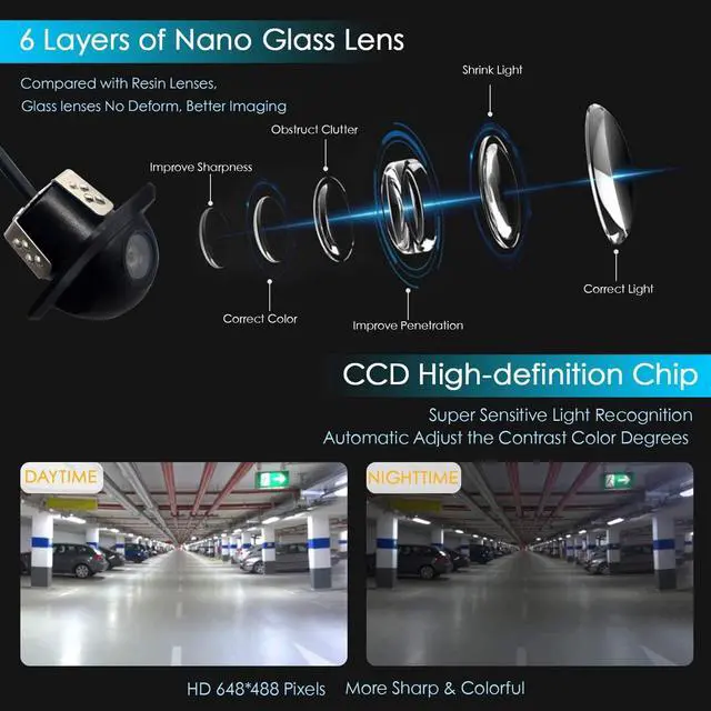 Alt view image 3 of 7 - Backup License Plate HD Camera Night Vision Rear View Waterproof Compatible with JVC Car Radio KW-AV61BT KW-M560BT KW-M730BT KW-M740BT KW-V40BT KW-M740BT KW-V120BT KW-V240BT KW-V850BT