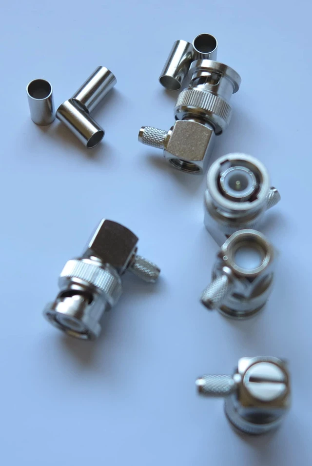 Main image of BNC Male 90 Right Angle connectors for RG223/RG142/RG400 Coax Cables (10)