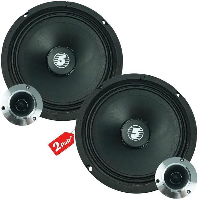 Main image of 6.5 Inch Mid Range Replacement Pro Audio PA DJ Car Speaker Pair 360W 8 Ohms 30 Oz Magnet 1.5" Voice Coil 60W Aluminum Super Tweeters - MR 6.5-8oHM +TW BLT 400 X2PAIR