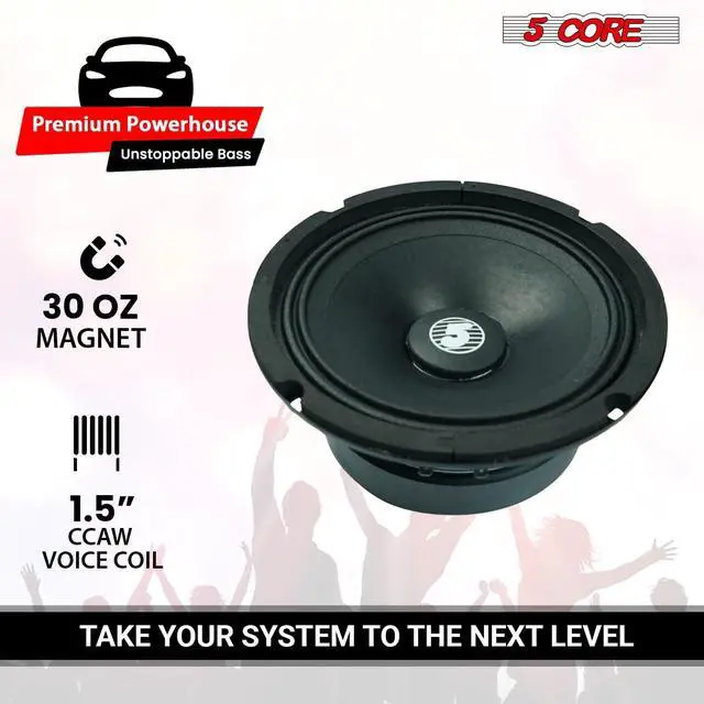 Alt view image 4 of 6 - 6.5 Inch Mid Range Replacement Pro Audio PA DJ Car Speaker Pair 360W 8 Ohms 30 Oz Magnet 1.5" Voice Coil 60W Aluminum Super Tweeters - MR 6.5-8oHM +TW BLT 400 X2PAIR