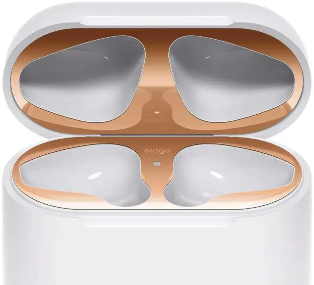 Main image of Upgraded AirPods Dust Guard for AirPods | Luxurious Looking, Must Watch Easy Installation Video, Protect AirPods from Iron/Metal Shavings (Rose Gold, 2 Sets)