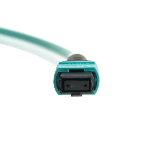 Alt view image 2 of 3 - High-Speed 40/100 Gb OM4 50/125 Multi-Mode Type-B MTP 12-Strand Fiber Optic Cable, Plenum Rated - Aqua Blue, 3.3 FT (1 Meter)