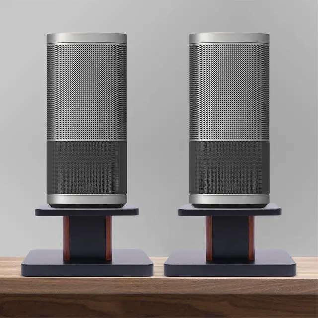 Alt view image 2 of 7 - Universal Floor Speaker Stands 28'' Bookshelf Speaker Stands Pair Heavy Duty Surround Sound Speaker with Sand Filling Tuning Function Studio Monitor Stands for Home Theater (Yellow Sandalwood, 6'')