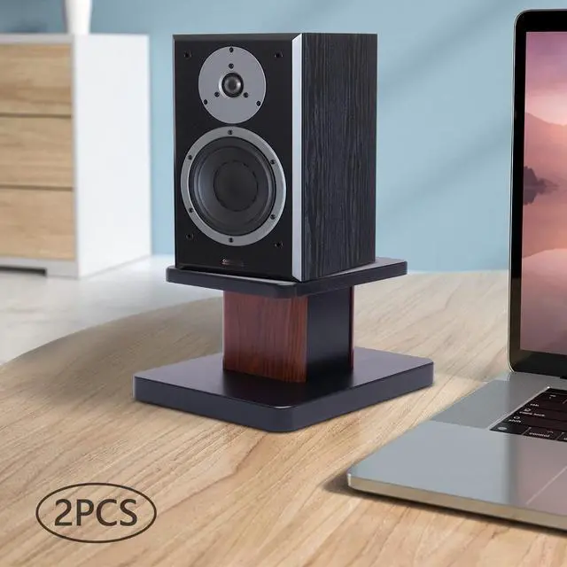 Alt view image 5 of 7 - Universal Floor Speaker Stands 28'' Bookshelf Speaker Stands Pair Heavy Duty Surround Sound Speaker with Sand Filling Tuning Function Studio Monitor Stands for Home Theater (Yellow Sandalwood, 6'')