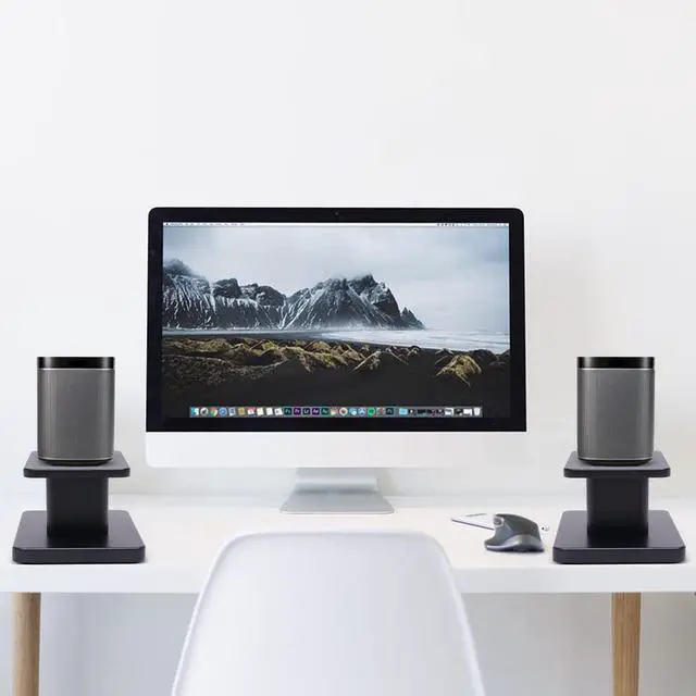 Alt view image 7 of 7 - Universal Floor Speaker Stands 28'' Bookshelf Speaker Stands Pair Heavy Duty Surround Sound Speaker with Sand Filling Tuning Function Studio Monitor Stands for Home Theater (Black Walnut, 6'')