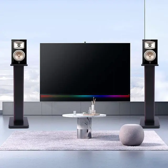 Alt view image 5 of 7 - Universal Floor Speaker Stands 28'' Bookshelf Speaker Stands Pair Heavy Duty Surround Sound Speaker with Sand Filling Tuning Function Studio Monitor Stands for Home Theater (Black Walnut, 28'')