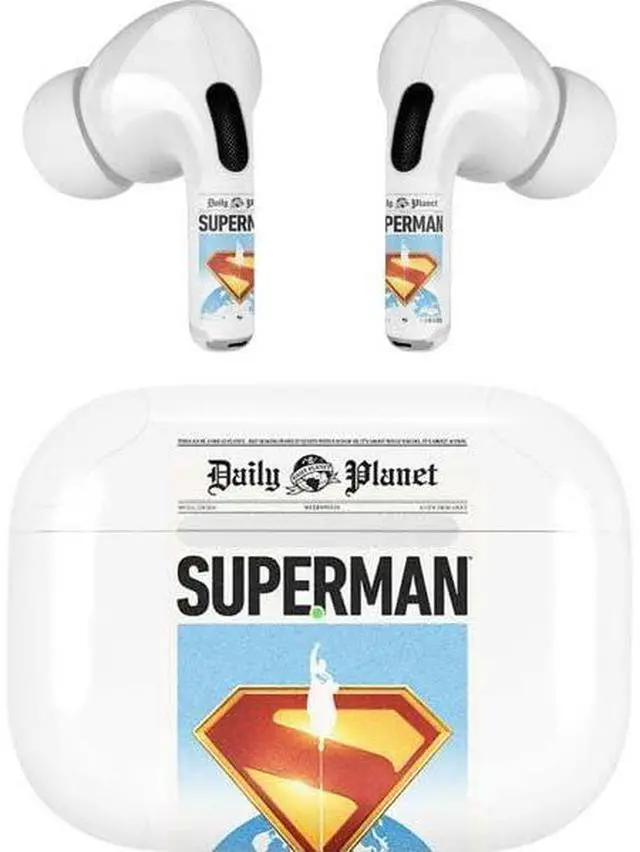 Main image of Decal Audio Skin Compatible with Apple AirPods Pro - Officially Licensed Superman 2025 Daily Planet Superman Cover Design