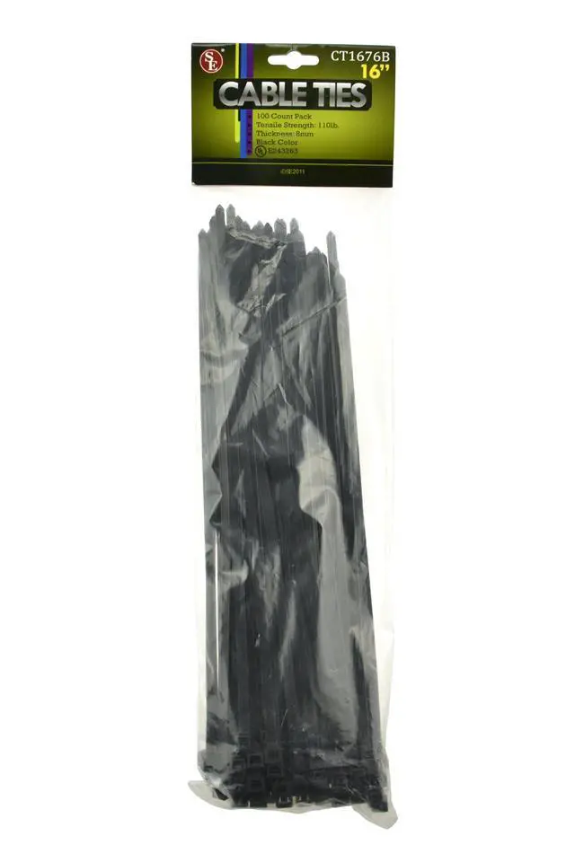 Alt view image 6 of 6 - Heavy-Duty 16" Black Cable Ties with 110-lb. Tensile Strength (100 Count) - CT1676B
