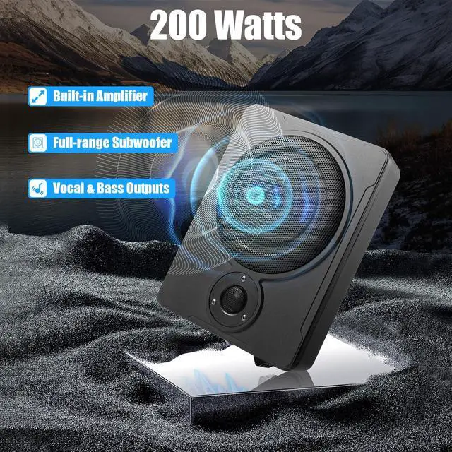 Alt view image 4 of 6 - Slim Underseat Subwoofer, 300w Max Powered Car Subwoofer, 8 Inch Compact Car Audio Speaker with Built-in Amplifier, Small Subwoofer for Cars Trucks Jeets