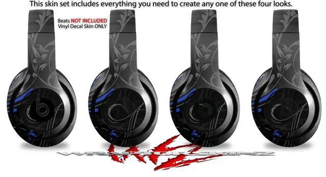 Alt view image 2 of 4 - Skin Decal Wrap Compatible with Beats Studio 2 and 3 Wired and Wirelesss Twisted Garden Gray and Blue Skin Only Headphones NOT Included
