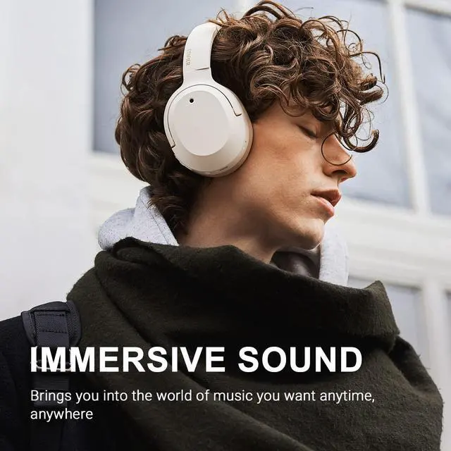 Alt view image 2 of 7 - W820NB Plus Active Noise Cancelling Headphones, Wireless Over Ear Headphones with Hi-Res Sound, 49H Playtime, Bluetooth Headphones with Comfortable Fit, Custom EQ via App, Ivory