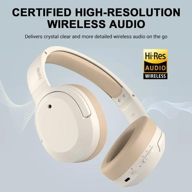 Alt view image 3 of 7 - W820NB Plus Active Noise Cancelling Headphones, Wireless Over Ear Headphones with Hi-Res Sound, 49H Playtime, Bluetooth Headphones with Comfortable Fit, Custom EQ via App, Ivory