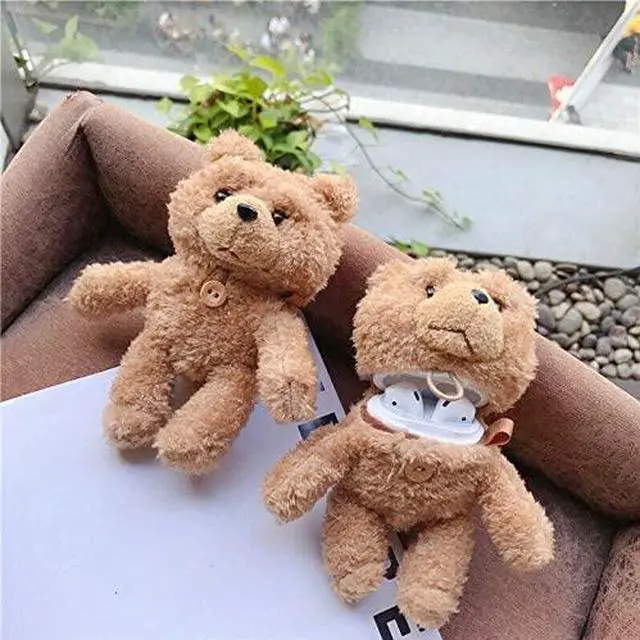 Main image of Designed for Apple AirPods 3 Case 2021, Bear Plush Doll Cute 3D Cartoon AirPods 3rd Gen Cover Hooks Button Earphone Headphone, Shockproof Anti-Fall and Dustproof Protective (Bear)