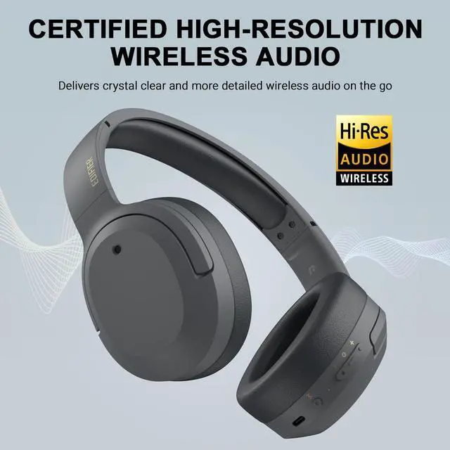 Alt view image 3 of 6 - W820NB Plus Active Noise Cancelling Headphones, Wireless Over Ear Headphones with Hi-Res Sound, 49H Playtime, Bluetooth Headphones with Comfortable Fit, Custom EQ via App, Grey