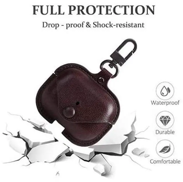 Alt view image 5 of 7 - Leather Shockproof Protective Cover Skin Case with Pendant for Samsung Galaxy Buds 2 Black For Samsung Galaxy Buds2/Pro/Live