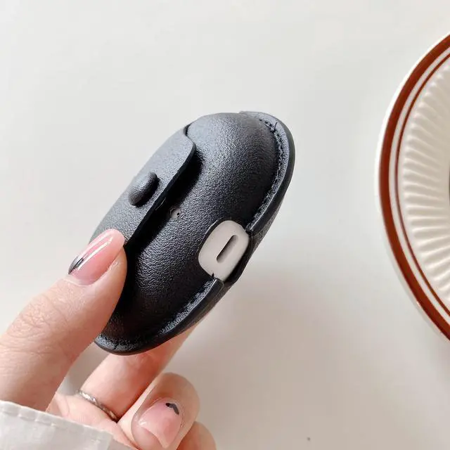 Alt view image 4 of 7 - Leather Shockproof Protective Cover Skin Case with Pendant for Samsung Galaxy Buds 2 Black For Samsung Galaxy Buds2/Pro/Live