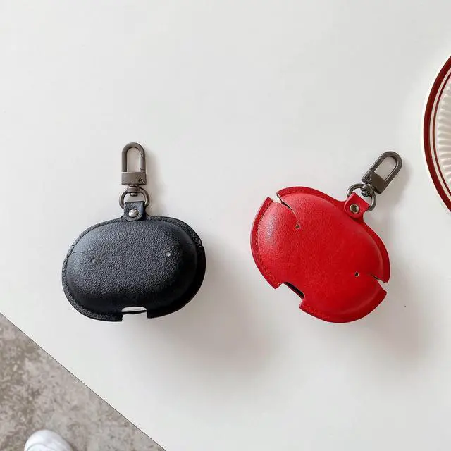 Alt view image 6 of 7 - Leather Shockproof Protective Cover Skin Case with Pendant for Samsung Galaxy Buds 2 Black For Samsung Galaxy Buds2/Pro/Live