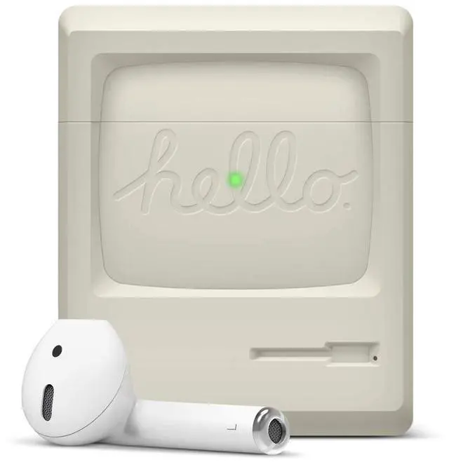 Main image of AW3 Silicone Case for AirPods 1 & 2 | Classic Monitor Design, Visible LED Light, Premium Silicone Case (Classic White)
