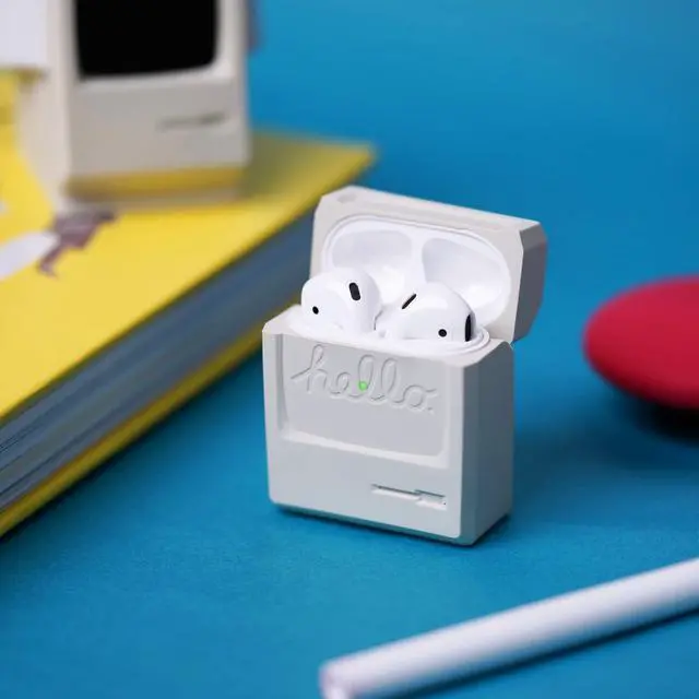 Alt view image 3 of 7 - AW3 Silicone Case for AirPods 1 & 2 | Classic Monitor Design, Visible LED Light, Premium Silicone Case (Classic White)