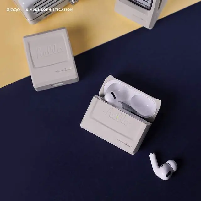 Alt view image 4 of 7 - AW3 Silicone Case for AirPods 1 & 2 | Classic Monitor Design, Visible LED Light, Premium Silicone Case (Classic White)