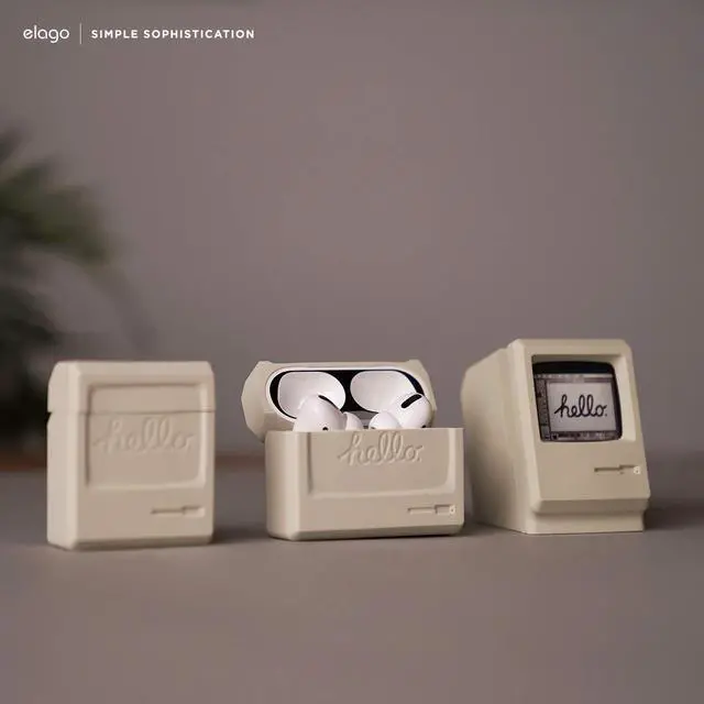 Alt view image 5 of 7 - AW3 Silicone Case for AirPods 1 & 2 | Classic Monitor Design, Visible LED Light, Premium Silicone Case (Classic White)