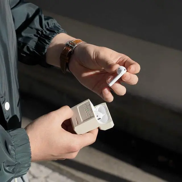 Alt view image 6 of 7 - AW3 Silicone Case for AirPods 1 & 2 | Classic Monitor Design, Visible LED Light, Premium Silicone Case (Classic White)
