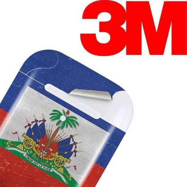 Alt view image 3 of 4 - Decal Audio Skin Compatible with Apple AirPods - Haitian Flag Distressed Design