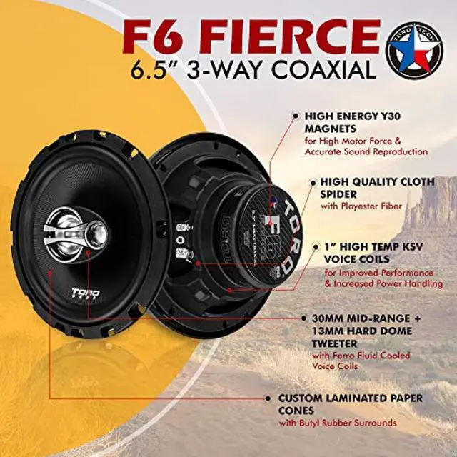 Alt view image 2 of 7 - TECH F6 6.5 3-Way Coaxial Car Speakers | High-Efficiency 120W Peak / 60W RMS Pair, 13mm Tweeters, Ferro Fluid Design, Butyl Rubber Surround, Poly-Mica Cones, Easy Fit Upgrade