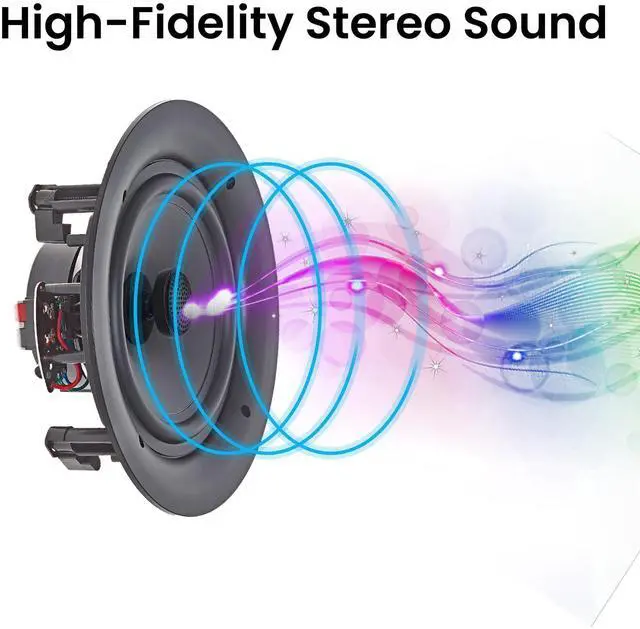 Alt view image 5 of 7 - Set of 2 Frameless 5.25 Inch 350 Watts (Per Pair) Ceiling Speaker | Home Theater System, Flush Mount in-Wall in-Ceiling 2-Way Mid Bass Woofer Speaker, for Office, Living Room