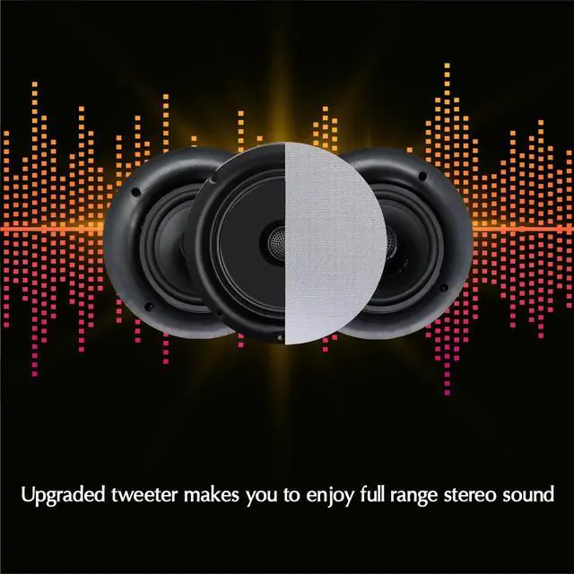 Alt view image 7 of 7 - Set of 2 Frameless 5.25 Inch 350 Watts (Per Pair) Ceiling Speaker | Home Theater System, Flush Mount in-Wall in-Ceiling 2-Way Mid Bass Woofer Speaker, for Office, Living Room