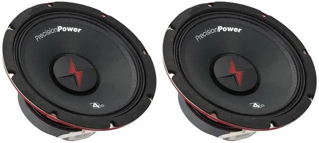 Main image of Precision Power PM.804 200 Watt 8 in Pro Car Audio Mid-Range Speakers 4-Ohm, 100W RMS, 97dB, 120Hz-8kHz, for High-SPL Systems, 2-Piece