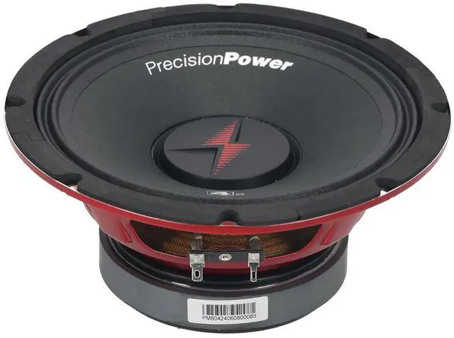 Alt view image 6 of 7 - Precision Power PM.804 200 Watt 8 in Pro Car Audio Mid-Range Speakers 4-Ohm, 100W RMS, 97dB, 120Hz-8kHz, for High-SPL Systems, 2-Piece