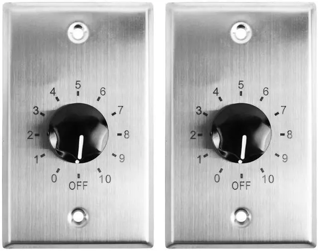 Main image of VOL7035 SS Stainless Steel 35W 70V/100V Wall Volume, 2-Pack | 1-Gang, 11-Step Attenuation, 100V Compatible, Euro-Block Connectors, 30dB Range, ABS Frame, Dust Protected, Compact