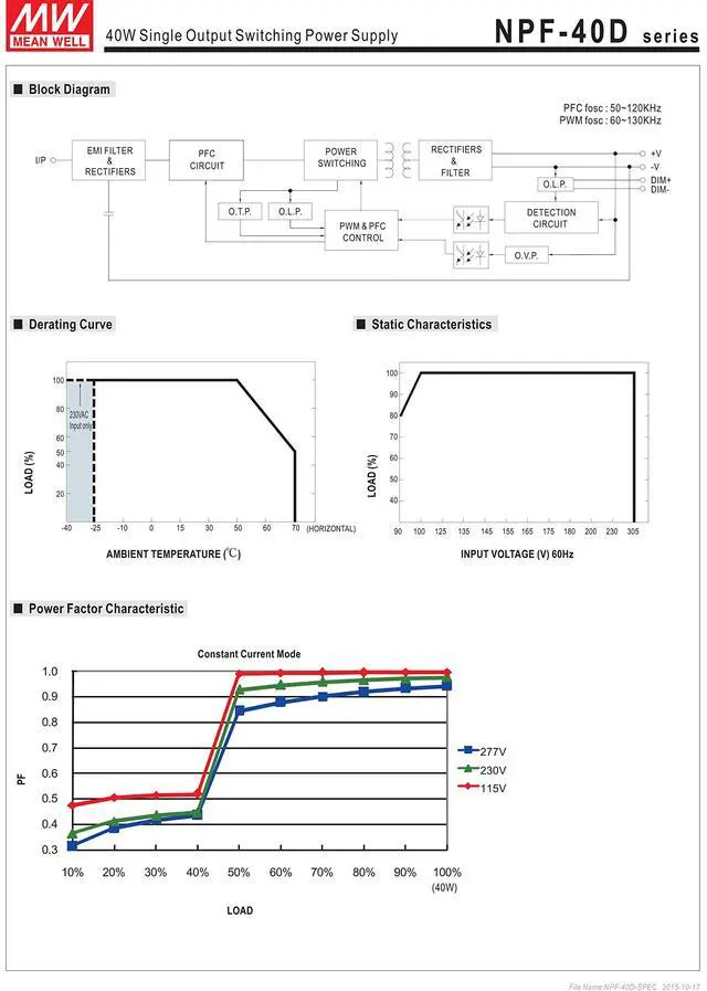 Alt view image 4 of 7 - MW NPF-40D-12 12V 3.34A 40W Single Output Switching with PFC LED Power Supply
