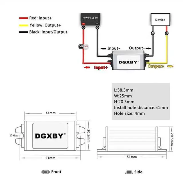 Alt view image 7 of 7 - 12V/24V to 3.7V 1A 2A 3A 4A 5A DC Power Converter 8-40V to 3.8V Automotive Equipment Step-Down/Converter Certification(12V24V to 3.7V 2A)