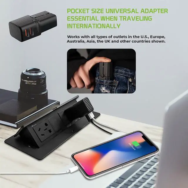 Alt view image 2 of 7 - Dual Universal USB Adapter Works for Micromax Canvas Juice 3 for Worldwide Power and Travel Between US/EU/CN/AUS/NZ/UK