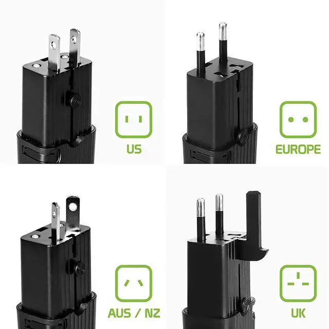 Alt view image 5 of 7 - Dual Universal USB Adapter Works for Micromax Canvas Juice 3 for Worldwide Power and Travel Between US/EU/CN/AUS/NZ/UK