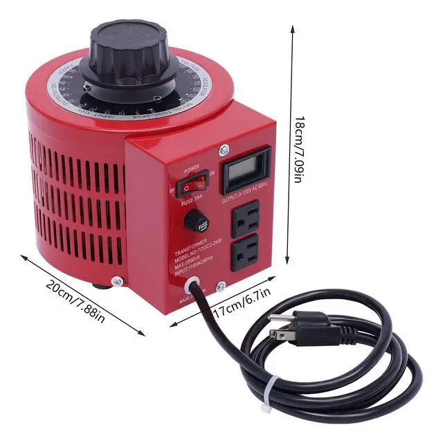 Alt view image 2 of 7 - Variable Voltage Transformer, 2000VA Auto Voltage Converter with Thermal Protection, 110V Input 0-130V Output AC Voltage Regulator Power Supply for Motor Speed Control