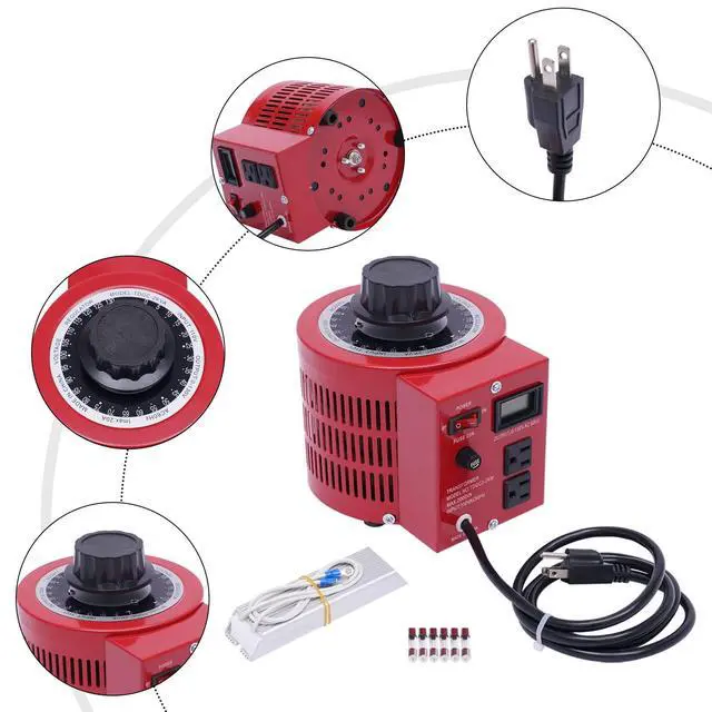 Alt view image 6 of 7 - Variable Voltage Transformer, 2000VA Auto Voltage Converter with Thermal Protection, 110V Input 0-130V Output AC Voltage Regulator Power Supply for Motor Speed Control