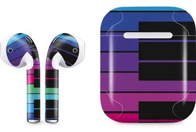 Main image of Decal Audio Skin Compatible with Apple AirPods - Color Piano Keys Design
