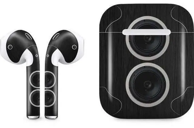 Main image of Decal Audio Skin Compatible with Apple AirPods - Boom Box Speakers Design