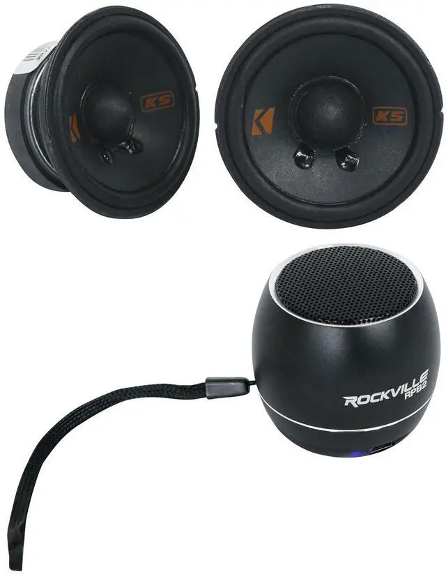 Main image of Bundle: (1) 2 Kicker 51KSC2704 KSC270 2.75" Mid/Tweeters Fits GM/Chrysler/Subaru/Jeep/Toyota Bundle with (1) Rockville RPB2-BLACK Handheld Wireless Portable Bluetooth Speaker (2 Item)