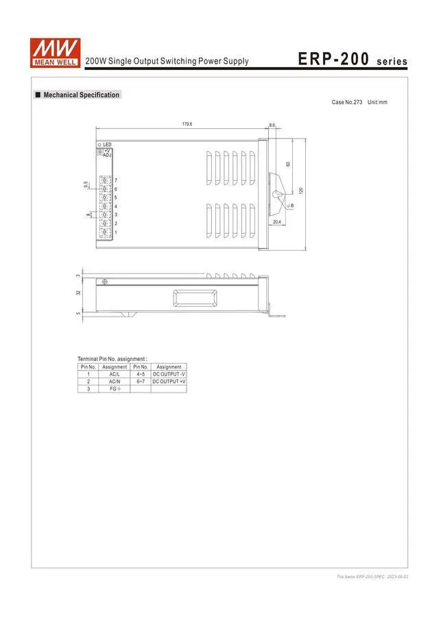 Alt view image 4 of 5 - ERP-200-24 199.92W Single Output Switching Power Supply 24V 8.33A