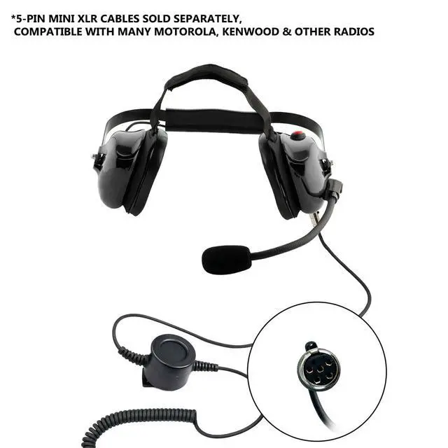 Alt view image 6 of 6 - [Black Dual-Muff Noise Reduction Headset PTT 5-Pin Mini XLR
