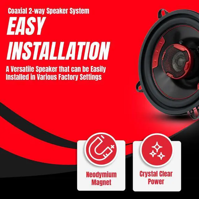 Alt view image 4 of 7 - XK2-113 Speaker Bundle: Two Pairs of 5.25-Inch 180 Watt 2-Way Coaxial Speaker Systems for Premium Car Audio
