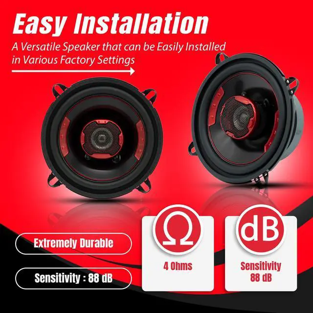 Alt view image 5 of 7 - XK2-113 Speaker Bundle: Two Pairs of 5.25-Inch 180 Watt 2-Way Coaxial Speaker Systems for Premium Car Audio